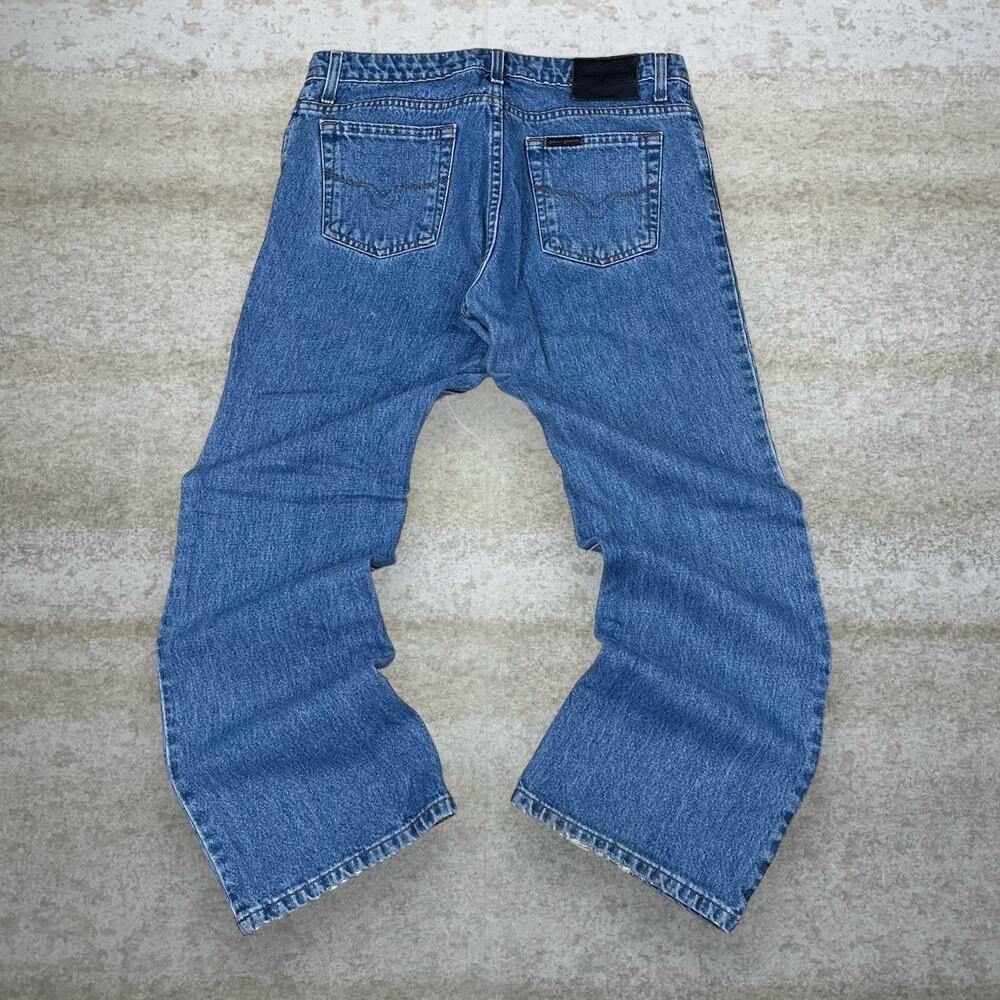 Vintage Y2K Harley Davidson Jeans 32x30 Boot Cut Flared Fit Medium Wash
